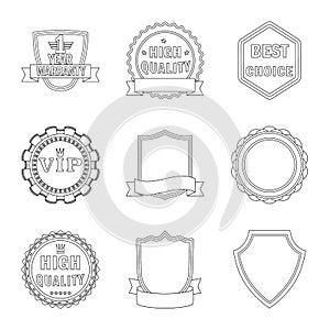 Vector illustration of emblem and badge icon. Set of emblem and sticker stock vector illustration.