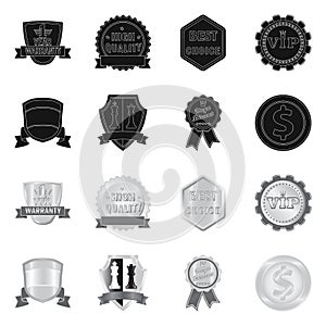 Vector illustration of emblem and badge logo. Collection of emblem and sticker stock symbol for web.