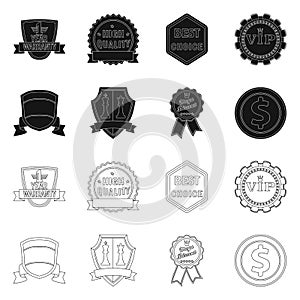 Vector illustration of emblem and badge logo. Collection of emblem and sticker stock symbol for web.