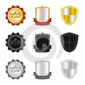 Vector illustration of emblem and badge logo. Collection of emblem and sticker stock symbol for web.