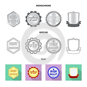 Vector illustration of emblem and badge sign. Collection of emblem and sticker stock symbol for web.