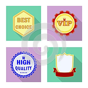 Vector illustration of emblem and badge sign. Collection of emblem and sticker vector icon for stock.