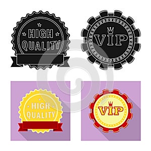 Vector illustration of emblem and badge symbol. Collection of emblem and sticker stock symbol for web.