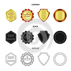 Vector illustration of emblem and badge symbol. Collection of emblem and sticker stock symbol for web.