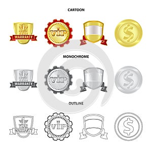 Vector illustration of emblem and badge symbol. Collection of emblem and sticker vector icon for stock.