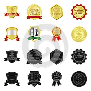 Vector illustration of emblem and badge symbol. Set of emblem and sticker vector icon for stock.