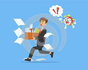 Vector illustration of employee to work in a hurry