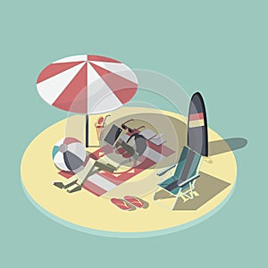 Vector illustration of empty beach scene