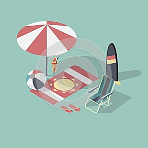 Vector illustration of empty beach scene