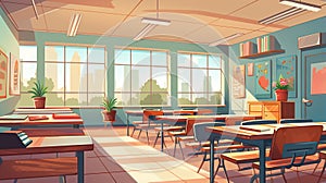 Vector illustration of empty kinder garden class room