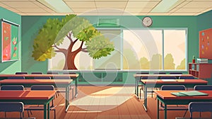 Vector illustration of empty kinder garden class room