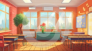 Vector illustration of empty kinder garden class room