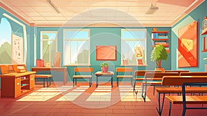 Vector illustration of empty kinder garden class room