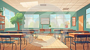 Vector illustration of empty kinder garden class room photo