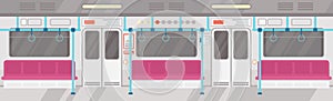 Vector illustration of empty of modern subway interior. City public transport concept, underground tram interior with