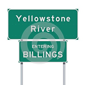 Entering Billings and Yellowstone river road signs photo