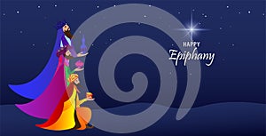 Vector illustration of Epiphany, a Christian festival. Jesus Christ soon after he was born