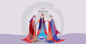 Vector illustration of Epiphany, a Christian festival. Jesus Christ soon after he was born