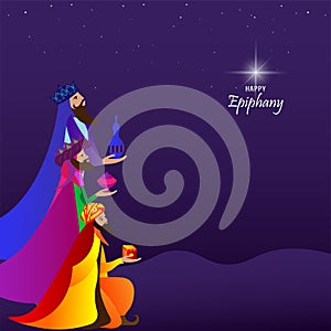 Vector illustration of Epiphany, a Christian festival. Jesus Christ soon after he was born photo