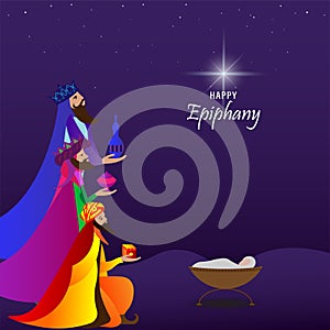 Vector illustration of Epiphany, a Christian festival. Jesus Christ soon after he was born