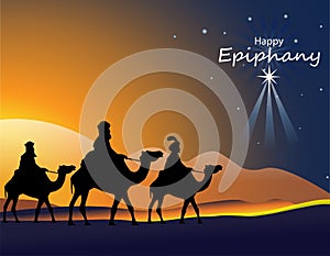 Vector illustration of Epiphany, a Christian festival. Jesus Christ soon after he was born