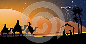 Vector illustration of Epiphany, a Christian festival. Jesus Christ soon after he was born