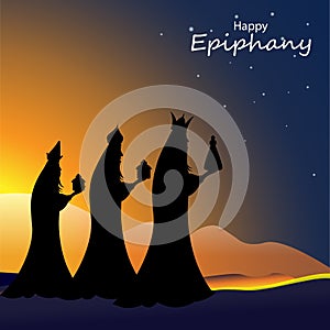 Vector illustration of Epiphany, a Christian festival. Jesus Christ soon after he was born