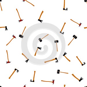 Seamless pattern with axes. Vector illustration