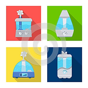 Vector illustration of equipment and humidify icon. Set of equipment and technology vector icon for stock.