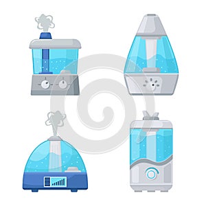 Vector illustration of equipment and humidify symbol. Set of equipment and air vector icon for stock.