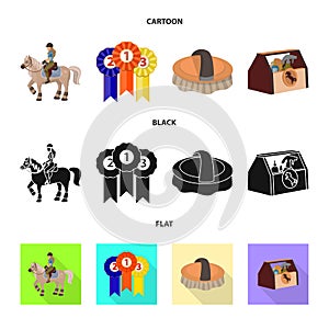 Vector design of equipment and riding icon. Set of equipment and competition stock symbol for web.