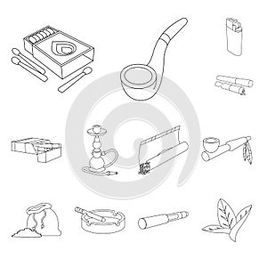 Vector illustration of equipment and smoking logo. Collection of equipment and smoker stock vector illustration.