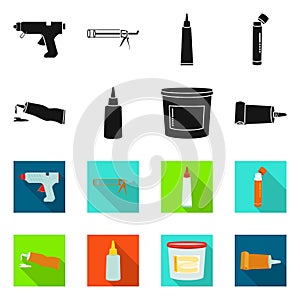 Vector illustration of equipment and stickies icon. Collection of equipment and fixing stock symbol for web.