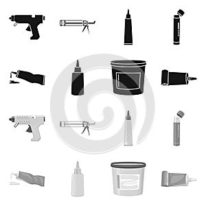 Vector illustration of equipment and stickies icon. Set of equipment and fixing stock vector illustration.