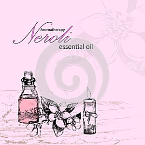 Vector illustration of essential oil of neroli