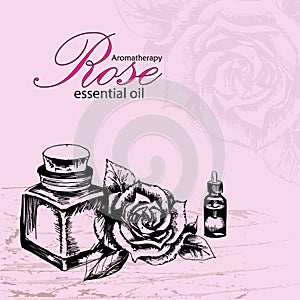 Vector illustration of essential oil of rose