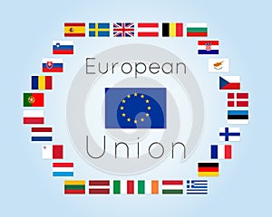 Vector illustration of European Union countries flags