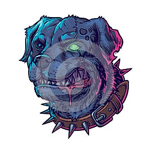 Vector illustration of evil mad dog