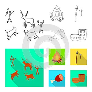 Vector illustration of evolution and neolithic icon. Set of evolution and primeval stock vector illustration.
