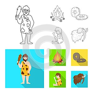 Vector illustration of evolution and neolithic icon. Set of evolution and primeval stock vector illustration.
