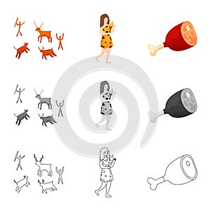 Vector illustration of evolution and neolithic icon. Set of evolution and primeval stock vector illustration.