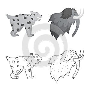 Vector illustration of evolution and neolithic sign. Set of evolution and primeval stock symbol for web. photo