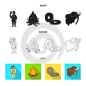 Vector illustration of evolution and neolithic symbol. Collection of evolution and primeval stock symbol for web.