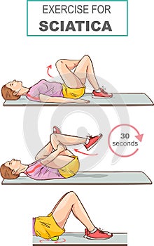 Vector illustration of a  Exercises  Sciatica