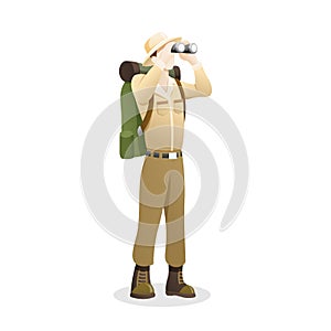 Vector illustration an Explorer using binocular