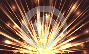 Vector illustration with the explosion and bright rays