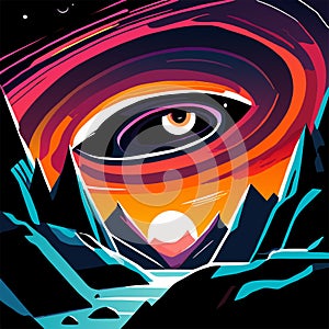 Vector illustration of the eye of God. Colorful abstract background. generative AI