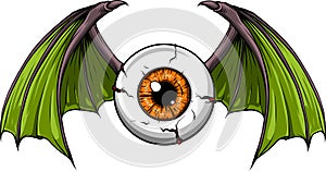 Vector illustration of Eyeball with bat wings