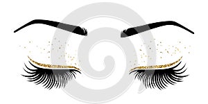 Vector illustration of eyes with long eyes lashes