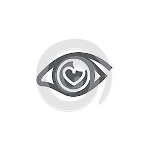 Vector illustration of eyes of the person and heart